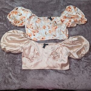 Floral and Satin Puff Sleeve Tops Forever 21